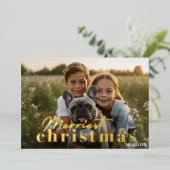 Carte De Vœux En Aluminium Noël Moderne Le Plus Joyeux Minimal 1 Photo Élégan (Debout devant)