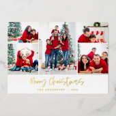 Carte De Vœux En Aluminium Noël multi photo écriture moderne rouge et vert (Recto)