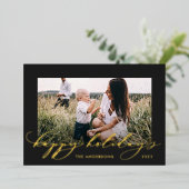 Carte De Vœux En Aluminium Noël noir 1 photo script botanique (Debout devant)