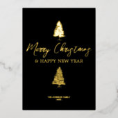 Carte De Vœux En Aluminium Noël Noir & Or Noël Pin Russe Arbre (Recto)