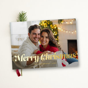 Carte De Vœux En Aluminium Noël Photo Élégante Simple Type Rétro Vintage