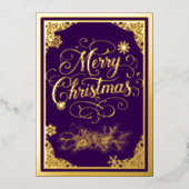 Carte De Vœux En Aluminium Noël, planches de figues, violet, photo à l'intéri (Recto)