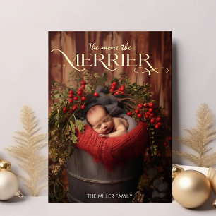 Carte De Vœux En Aluminium Noël Plus On Est De Fous, Plus On Rit Typographie 