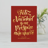 Carte De Vœux En Aluminium Noël Red Feliz Navidad (Debout devant)