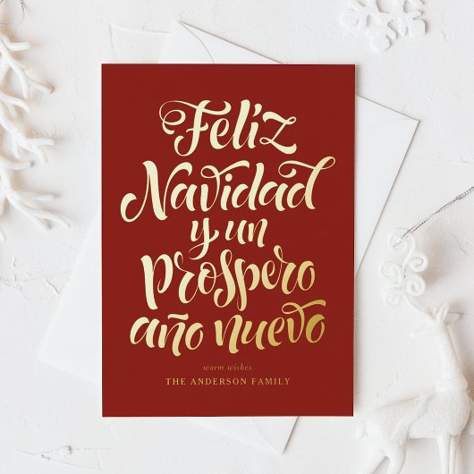 Carte De Vœux En Aluminium Noël Red Feliz Navidad