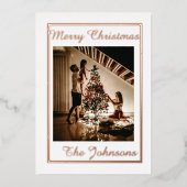 Carte De Vœux En Aluminium Noël Rose Or Simple Photo Moderne (Recto)