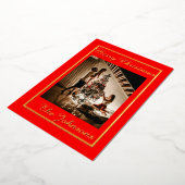 Carte De Vœux En Aluminium Noël Rouge & Or Simple Photo Moderne (Rotation)