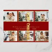 Carte De Vœux En Aluminium Noël Simple Multi Photo Classique (Recto)