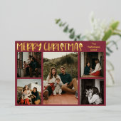 Carte De Vœux En Aluminium Noel simple Rouge Cinq Photo Or (Debout devant)