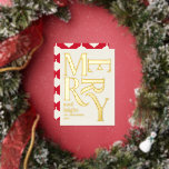 Carte De Vœux En Aluminium Noël traditionnel minimal moderne<br><div class="desc">Moderne minimaliste traditionnel rétro typographie graphique vintage joyeux Noël carte de vacances. Une partie d'une collection de vacances audacieuse et amusante. Un vrai papier d'aluminium ajoute une touche de design classe.</div>