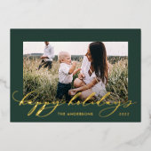 Carte De Vœux En Aluminium Noël vert 1 photo script botanique (Recto)