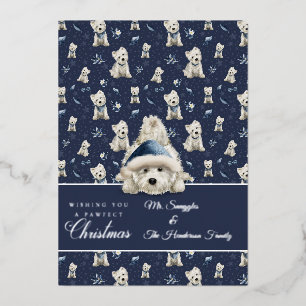 Carte De Vœux En Aluminium Noël Westie blanc