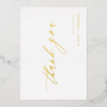 Carte De Vœux En Aluminium Noir manuscrite Calligraphie Mariage Merci<br><div class="desc">Envoyez des remerciements avec ce carte de remerciements personnalisable. Il comprend la calligraphie manuscrite et la typographie classique. Personnalisez ce carte de remerciements mariage en ajoutant vos détails. Ce carte de remerciements en feuille d'or est parfait pour des occasions spéciales et un usage professionnel et personnel.</div>