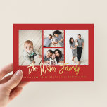 Carte De Vœux En Aluminium Nom de famille personnalisé 4 Photo Collage<br><div class="desc">Faites passer l'amour à ce carte photo de vacances personnalisé qui présente un collage photo et votre nom de famille. Ajoutez une photo et un texte supplémentaires à l'arrière. Pour customiser encore plus, cliquez sur "Editer à l'aide de l'outil de conception". Magasinez des cartes de fin de année et bien...</div>