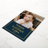 Carte De Vœux En Aluminium Nom de script simple Mini Photo Gold Foil Holiday (Rotation)