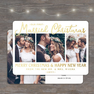 Carte De Vœux En Aluminium Nos premiers mariés Noël Nouveaux mariés 4 Photo G