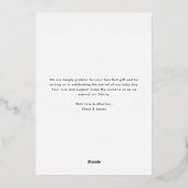 Carte De Vœux En Aluminium Notre Miracle Photo moderne naissance bébé (Verso)