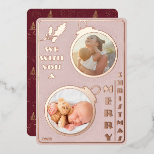 Carte De Vœux En Aluminium Nous vous souhaitons un joyeux Noël Deux photos