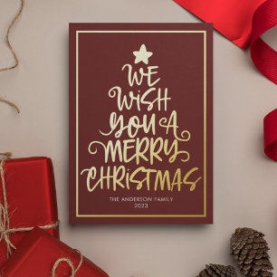 Carte De Vœux En Aluminium Nous Vous Souhaitons Un Joyeux Noël Rouge Fun