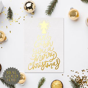 Carte De Vœux En Aluminium Nous vous souhaitons un joyeux Noël Typographie Or