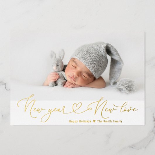 Carte De Vœux En Aluminium Nouvel An Love Foil (Recto)