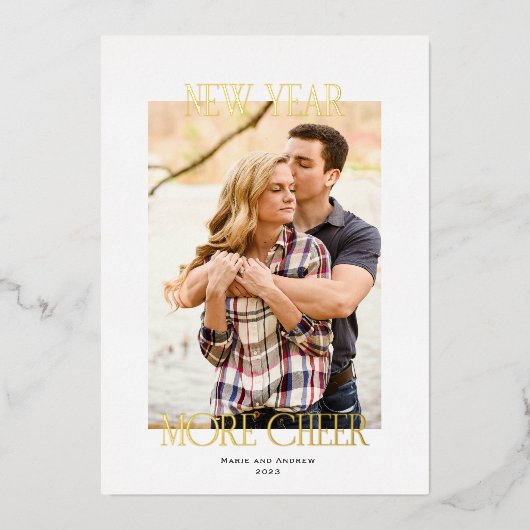 Carte De Vœux En Aluminium Nouvelle Année Plus de Joie (Recto)