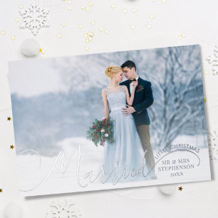 Carte De Vœux En Aluminium Nouvellement mariés 2 Photo Script Marié Petit Noë
