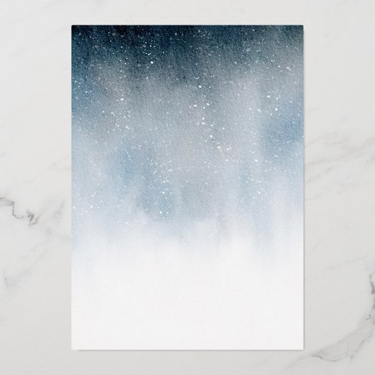 Carte De Vœux En Aluminium Nuit neigeuse Bleue Pile Joyeux Noël (Verso)