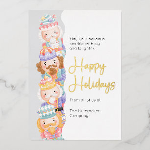 Carte De Vœux En Aluminium Nutcracker Happy Holidays Foil Holiday Card