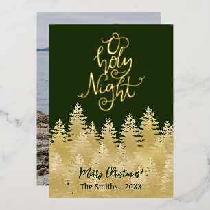 Carte De Vœux En Aluminium O Holy Night Gold Pine Tree Forêt Vert foncé