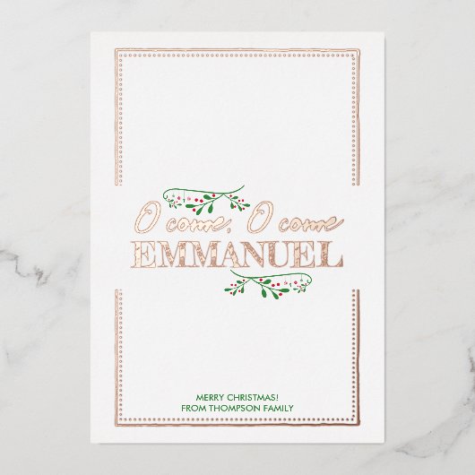 Carte De Vœux En Aluminium Ô viens, Emmanuel ! (Recto)
