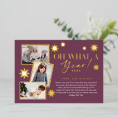 Carte De Vœux En Aluminium Oh quelle année ! Année d'évaluation Gold & Plum 3 (Debout devant)