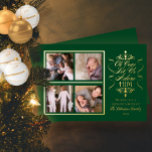 Carte De Vœux En Aluminium Oh Viens Laissez-Nous L'Adorer 4 Photo Noël<br><div class="desc">Magnifique et tout simplement élégant "Oh Come Let Us Adore Him" quatre salutations de famille de photos avec texte et accents de papier d'aluminium. Il vous suffit de personnaliser avec vos photos, un message unique ou d'utiliser le "Souhaitez-vous un Noël béni" que nous avons fourni, ajoutez votre nom de famille...</div>