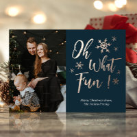 Oh What Fun Blue Gold Calligraphie Snowflakes Phot