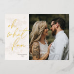 Carte De Vœux En Aluminium Oh What Fun Bright Christmas Creative Holiday Card<br><div class="desc">Oh What Fun Bright Christmas crème design carte photo</div>