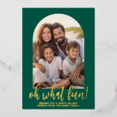 Carte De Vœux En Aluminium Oh What Fun Script - Photo - Moody Green Botanical (Recto)