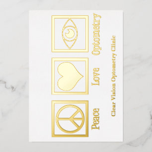 Carte De Vœux En Aluminium Optométrie Amour Paix Médecin Sur Mesure De L'oeil