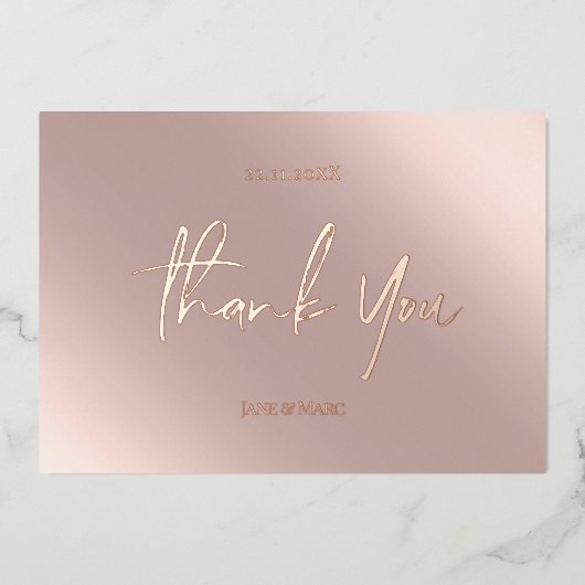 Carte De Vœux En Aluminium Or Rose Merci (Recto)