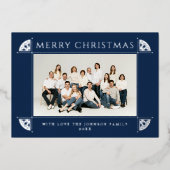 Carte De Vœux En Aluminium Ornat Vintage Motif photo de Noël Marine (Recto)