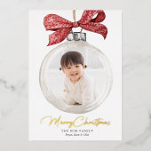 Carte De Vœux En Aluminium Ornement avec Noël de la Bow (Recto)