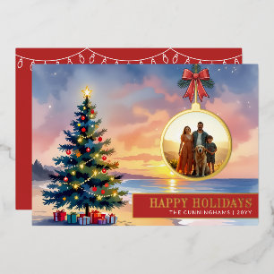 Carte De Vœux En Aluminium Ornement de Noël personnalisé moderne aquarelle pl