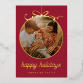 Carte De Vœux En Aluminium Ornement et bow en rouge foncé (Recto)