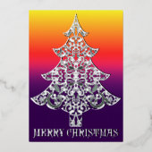 Carte De Vœux En Aluminium Ornemental Filigree Pattern Christmas Tree Silver (Recto)