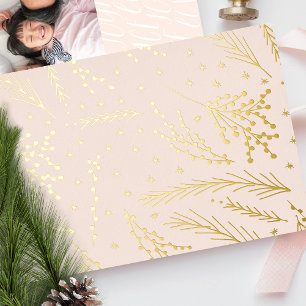 Carte De Vœux En Aluminium PAIX AIMER JOIE Noël Pine Needles Photo Retour