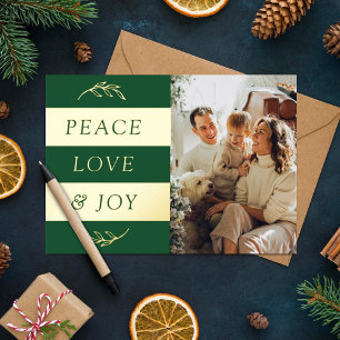 Carte De Vœux En Aluminium Paix, Amour & Joie Photo moderne Noël réel