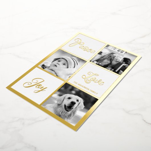 Carte De Vœux En Aluminium Paix amour joie Photo Noël réel (Rotation)