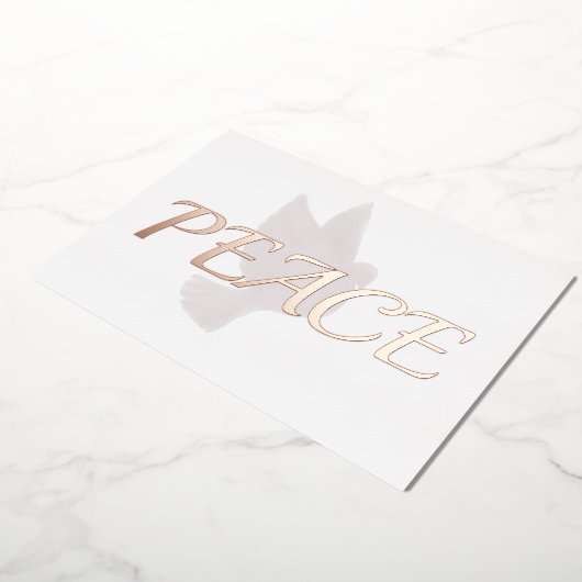 Carte De Vœux En Aluminium Paix en or rose sur colombe (Rotation)