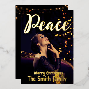 Carte De Vœux En Aluminium Paix et amour pour Noël, photo moderne minima