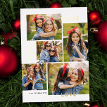 Carte De Vœux En Aluminium Paix moderne Joy Amour Couleur personnalisée Colla<br><div class="desc">Cette carte de Noël cinq collage photo design présente la lecture de typographie moderne, PEACE, JOY, et LOVE en véritable feuille d'or sur un arrière - plan blanc (la couleur peut être customisée à n'importe quelle couleur que vous voulez). Le dos de la carte contient un faux feutre assorti arbres...</div>