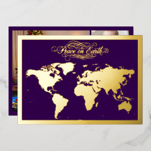 Carte De Vœux En Aluminium Paix sur Terre violet